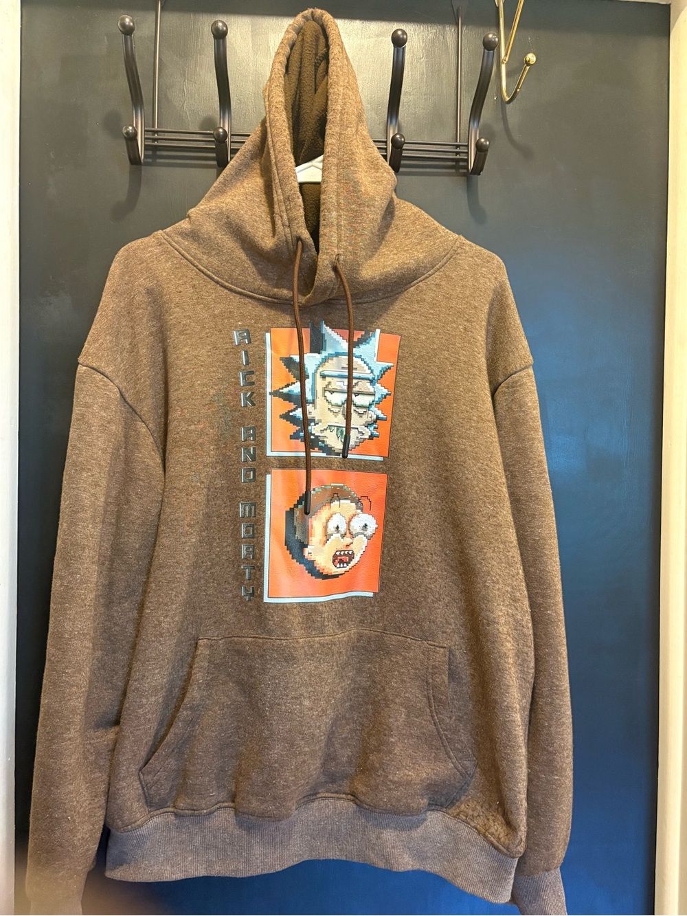 Members Only Adult Swim Rick & Morty Hoodie Mens Medium Pixel Panel Graphic
